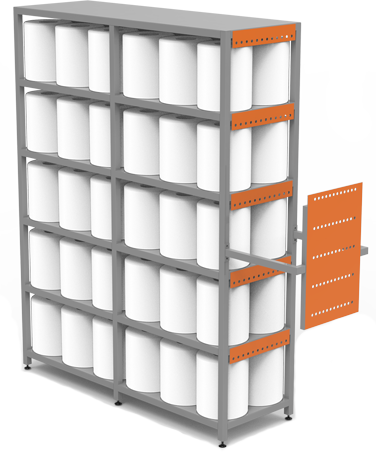 A roving creel for holding bobbins with internal unwinding A roving creel for holding bobbins with internal unwinding
